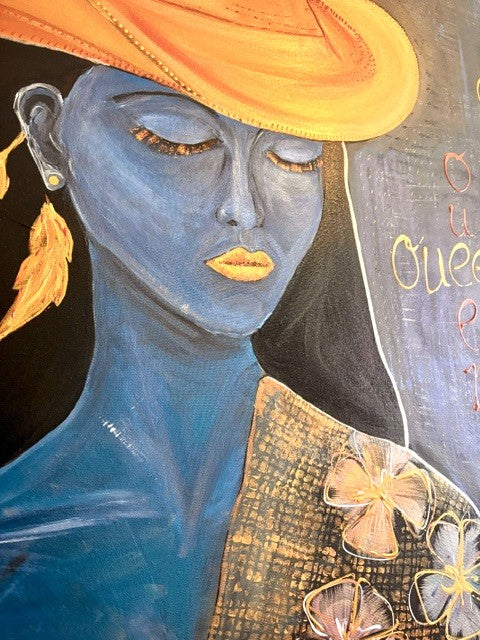 modern portrait painting, empowering female art, textured canvas, contemporary figurative artwork.