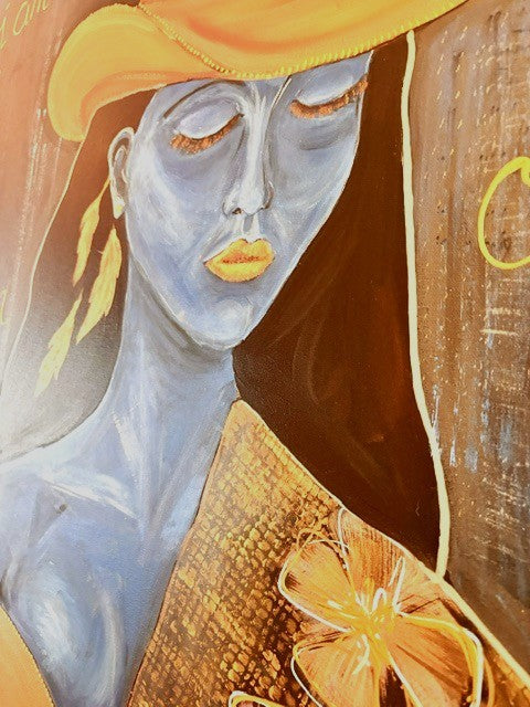 modern portrait painting, empowering female art, textured canvas, contemporary figurative artwork.