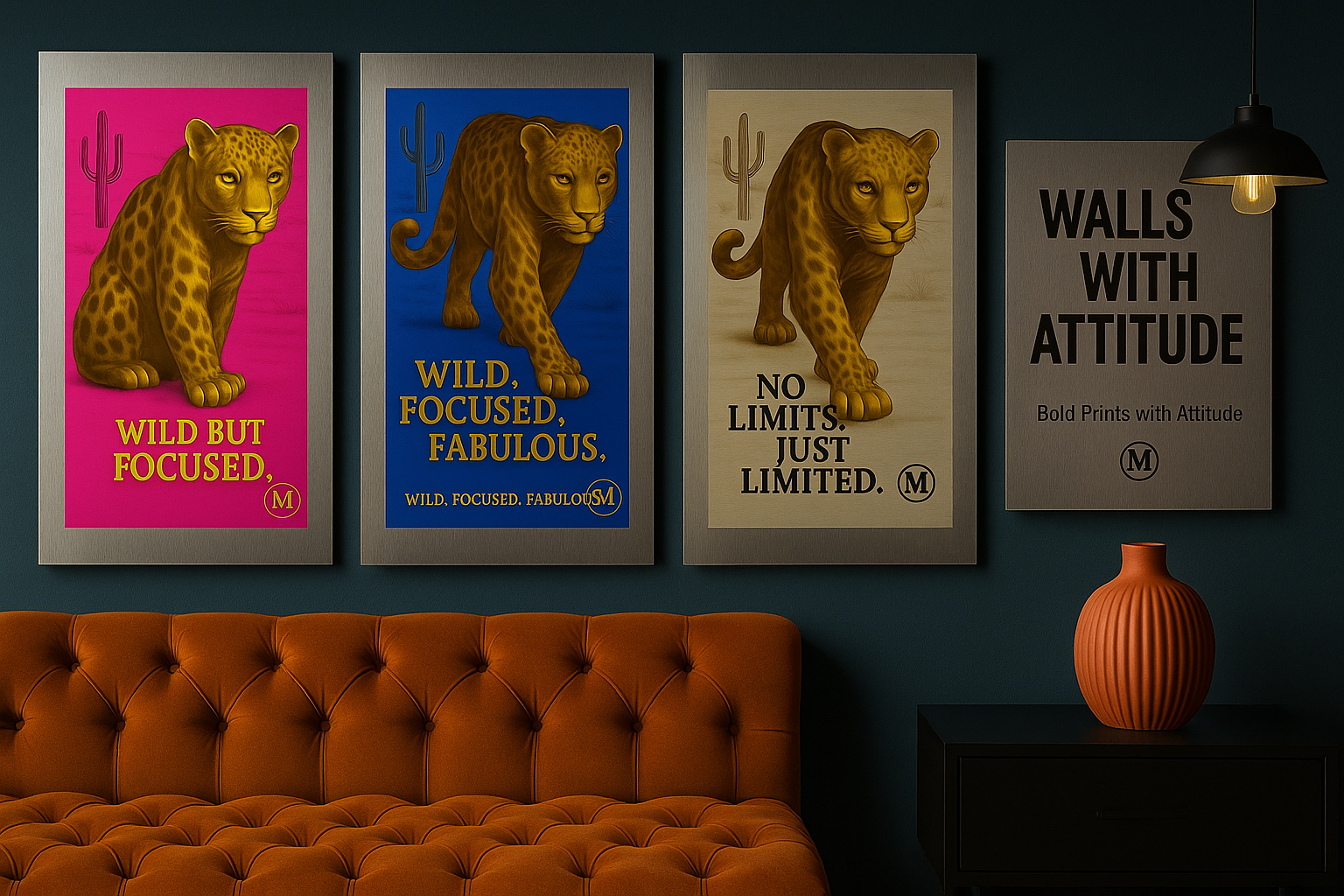 mock up of animals with additute panter collection of brushed aluminum