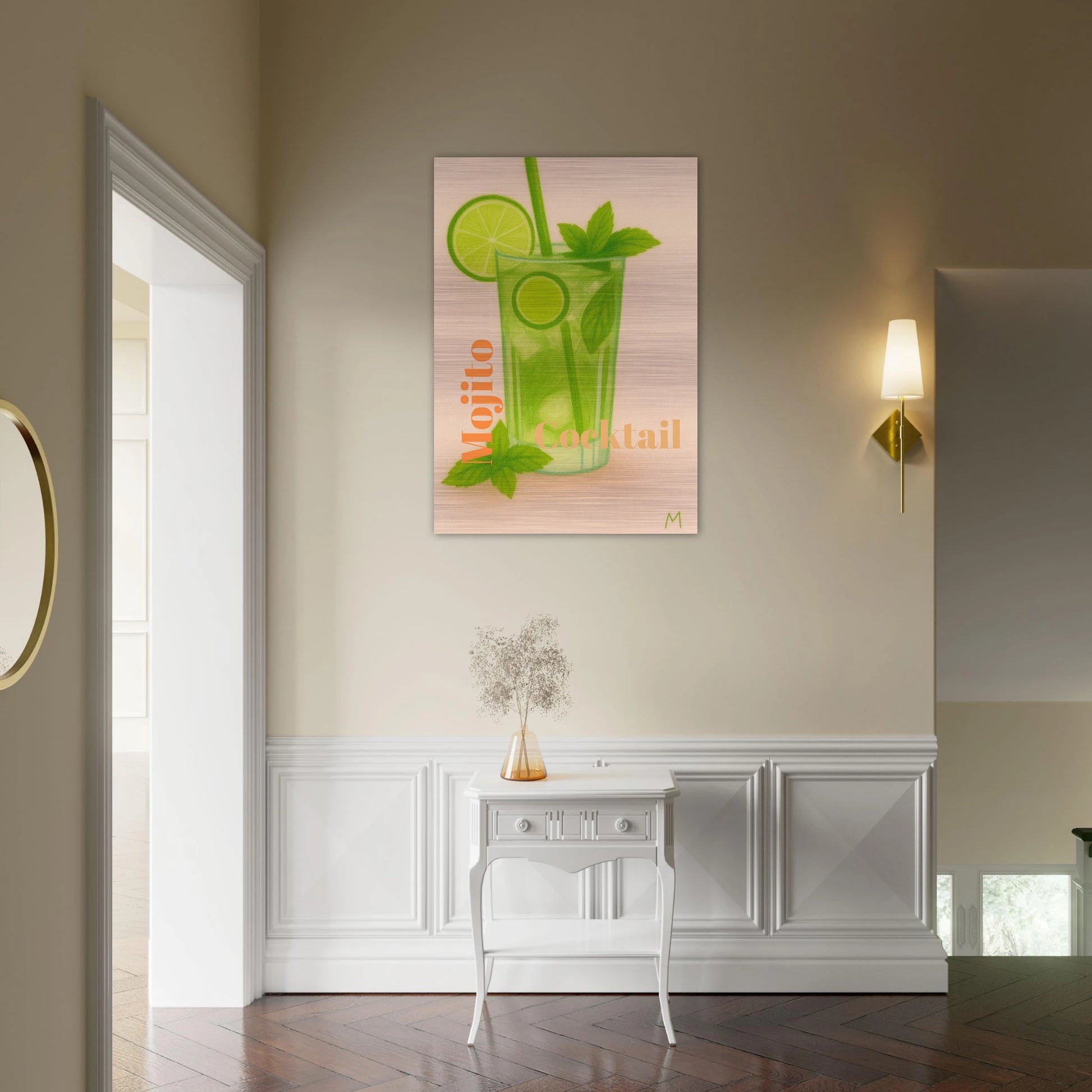 Brushed Aluminium Wall Art -Mojito Cocktail by match