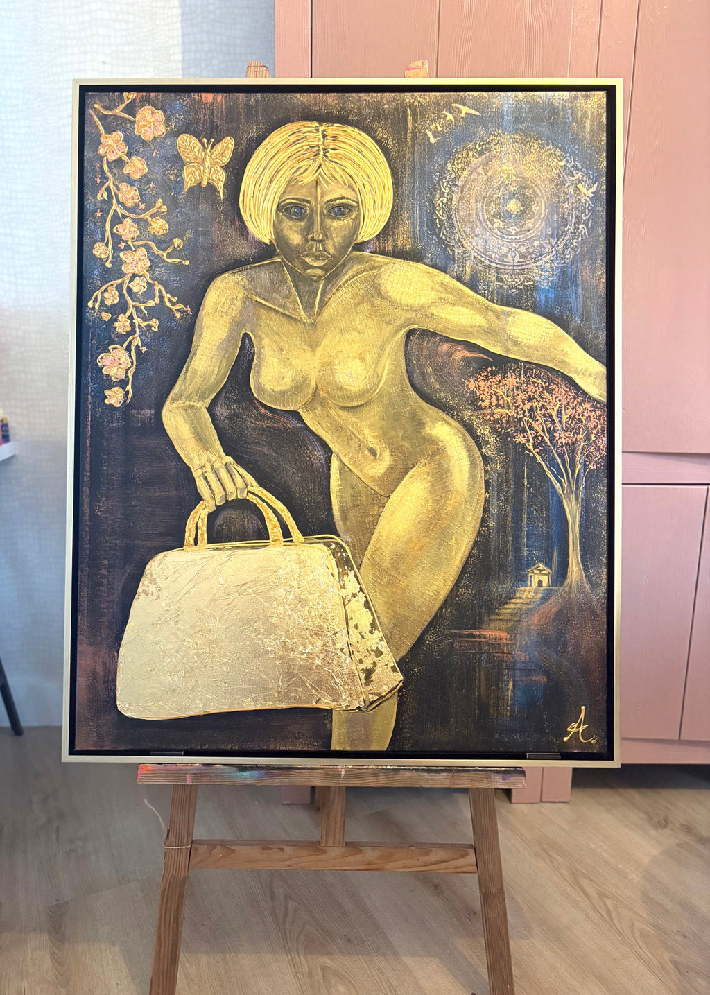 Onw that bag | Textured Figurative Acrylic Painting