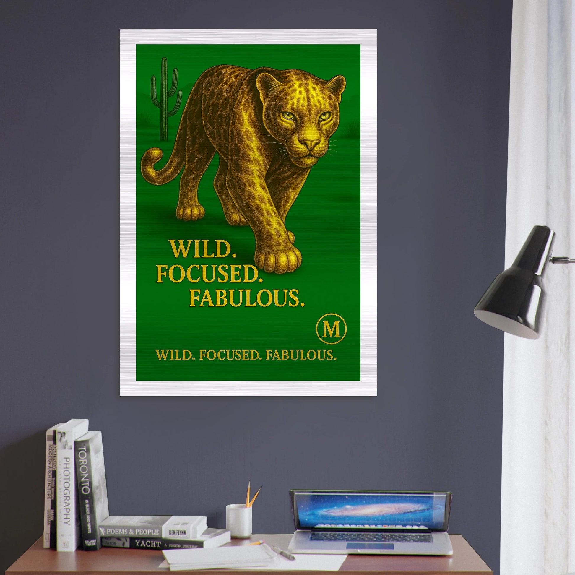 panther green walking through muted desert -office-quote- wild focused fabulous edges. from MATCH luxury