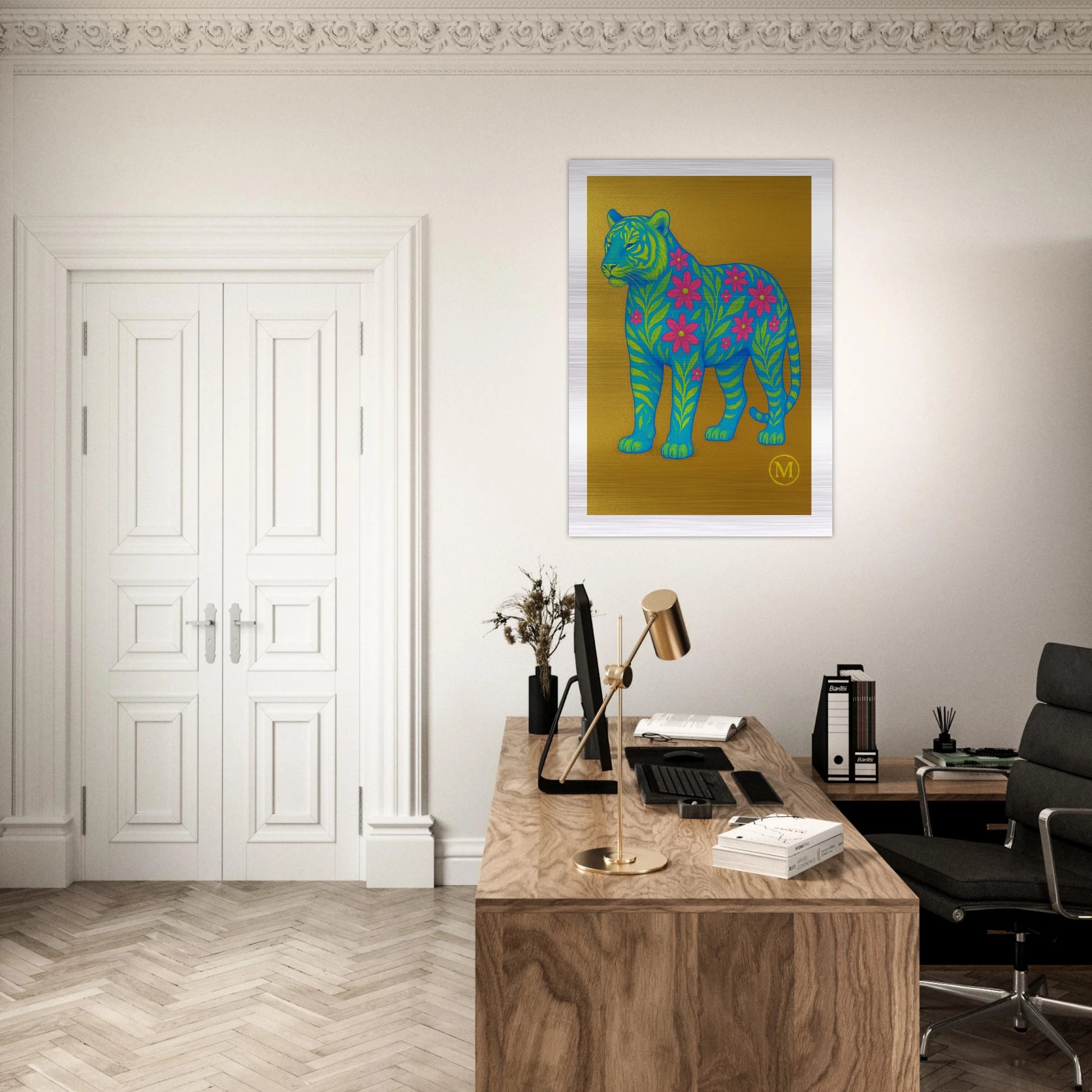 phanter with golden background office wall art from MATCH Panther luxury