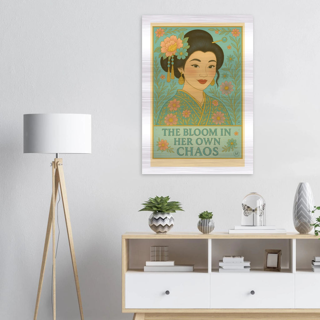 the-bloom-in-her-own-chaos-pastel-metallic-geisha-poster match wall art