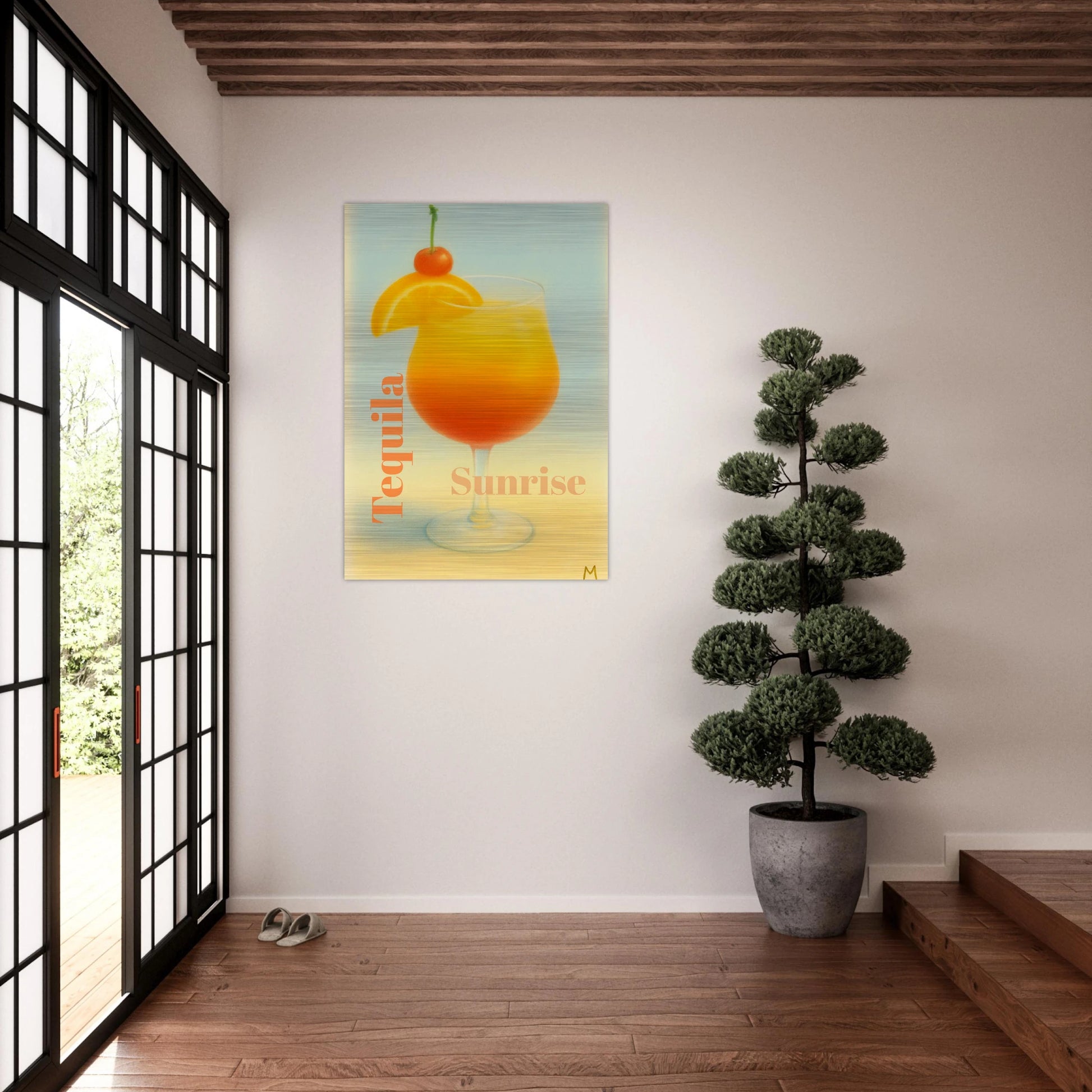 Brushed Aluminium Wall Art – Tequila Sunrise