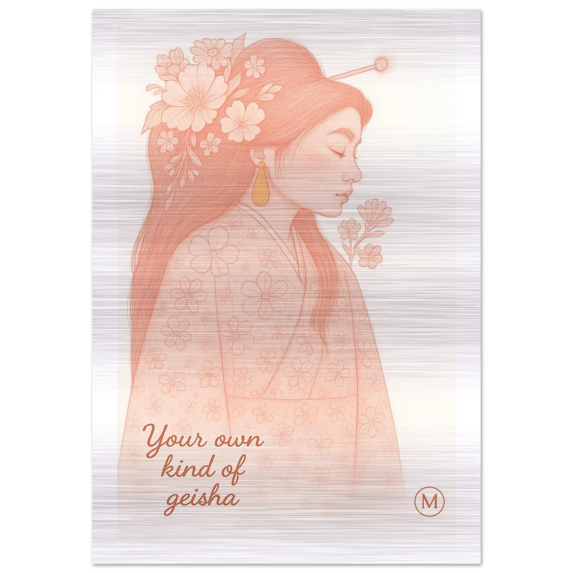 alumimum geisha pink framed by match wall art